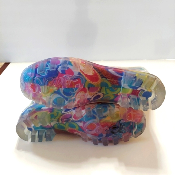 NWOT Coach Pixy Poppy Multi Color Size 7M Rain Boots In Box - Picture 12 of 16